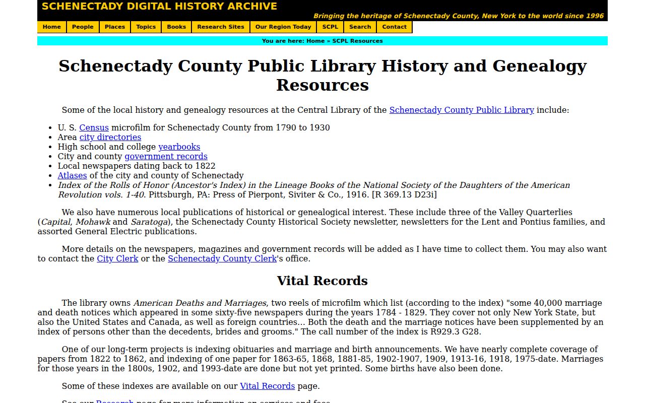 Schenectady residents directory public library local-history resources